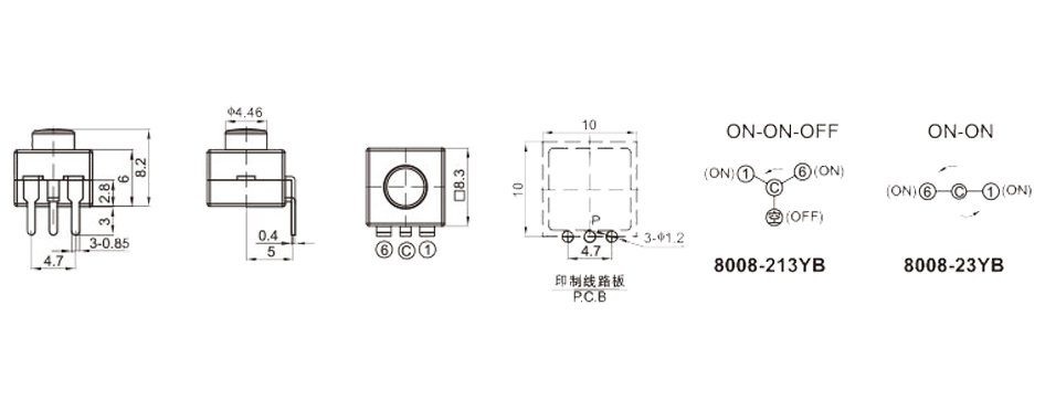8008-213YB 尺寸图